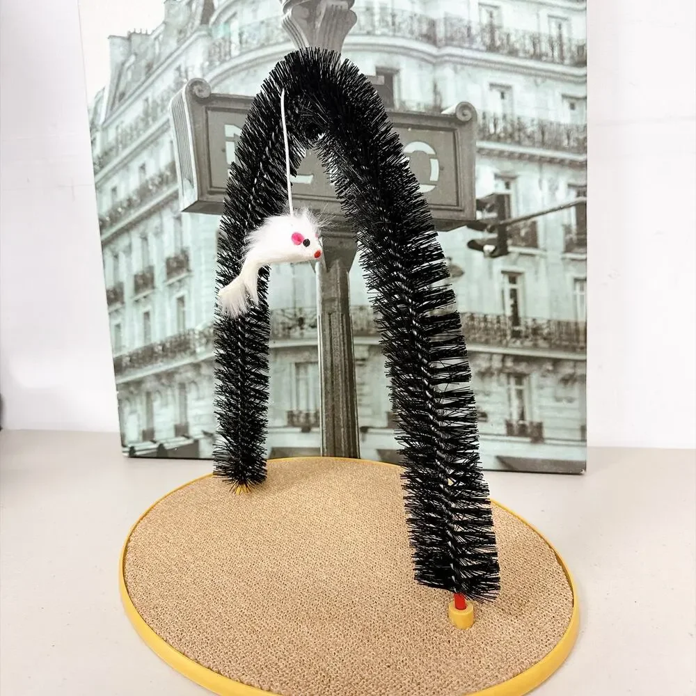 Cat Arch Self‑Groomer Scratcher Toy, Hanging Mouse Teaser Pet Scratching Pad